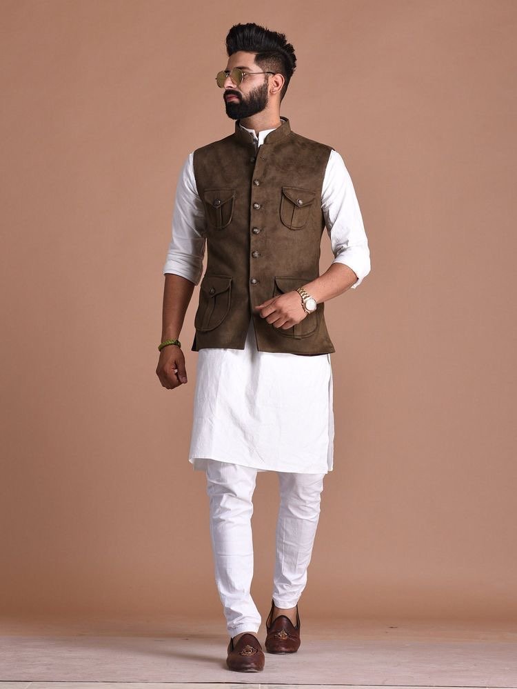 Buy BANDEYA Brown Indiecraft Collection Printed Ikat Slim Fit Men's Nehru  Jacket | Shoppers Stop